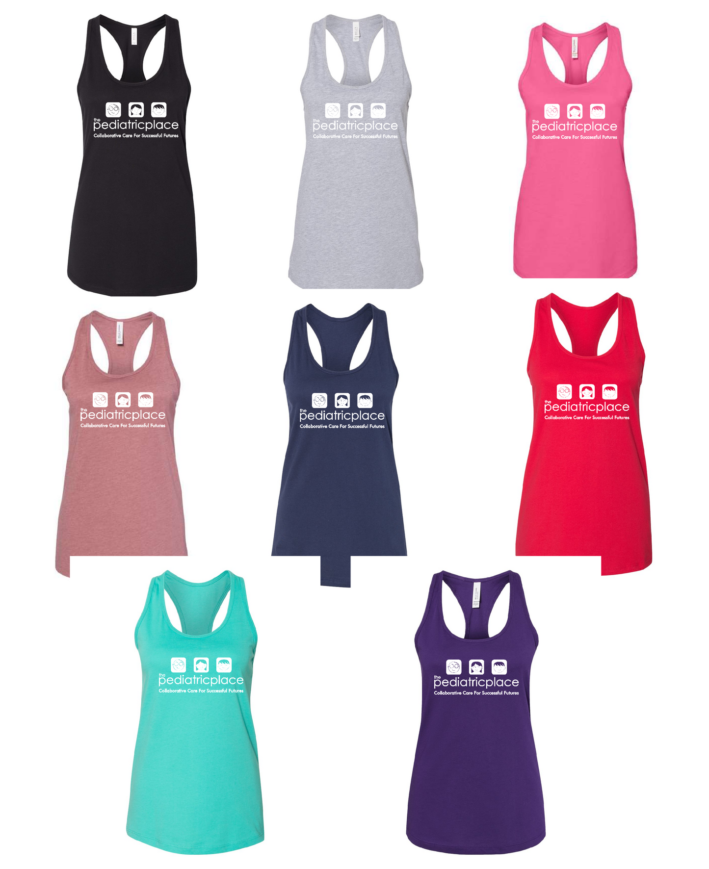 Pediatric Place - Bella Racerback Tank - white ink - 6008