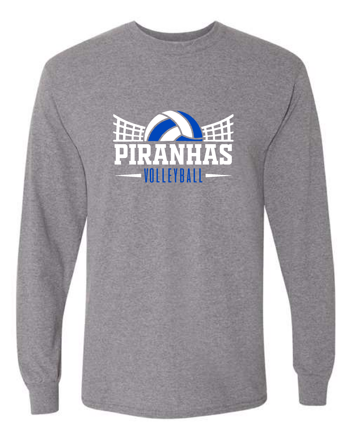 Piranhas VB 25- Gildan Long Sleeve Tee Graphite Heather