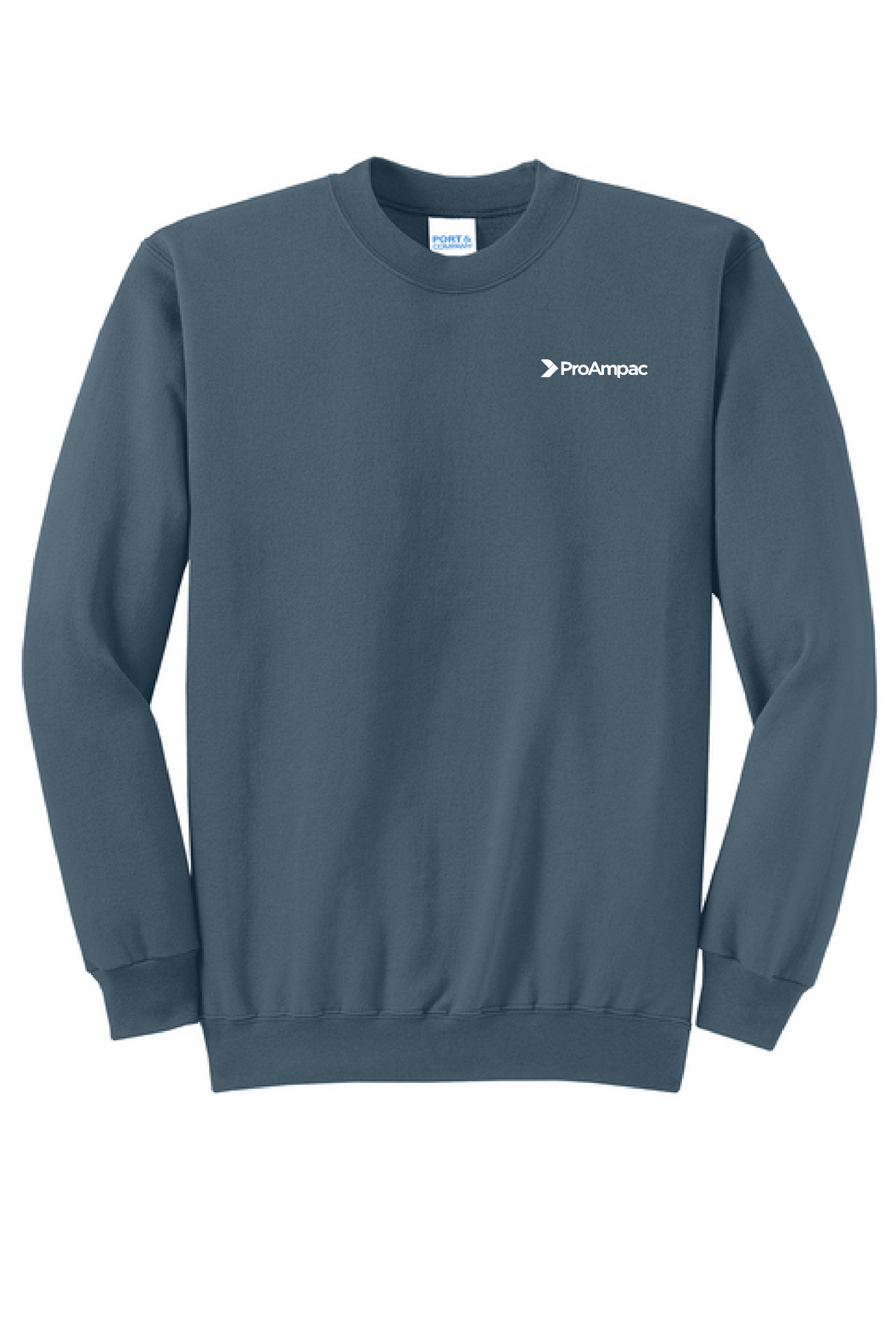 ProAmpac- Port & Company Crewneck Sweatshirt-White Left Chest (PC78)