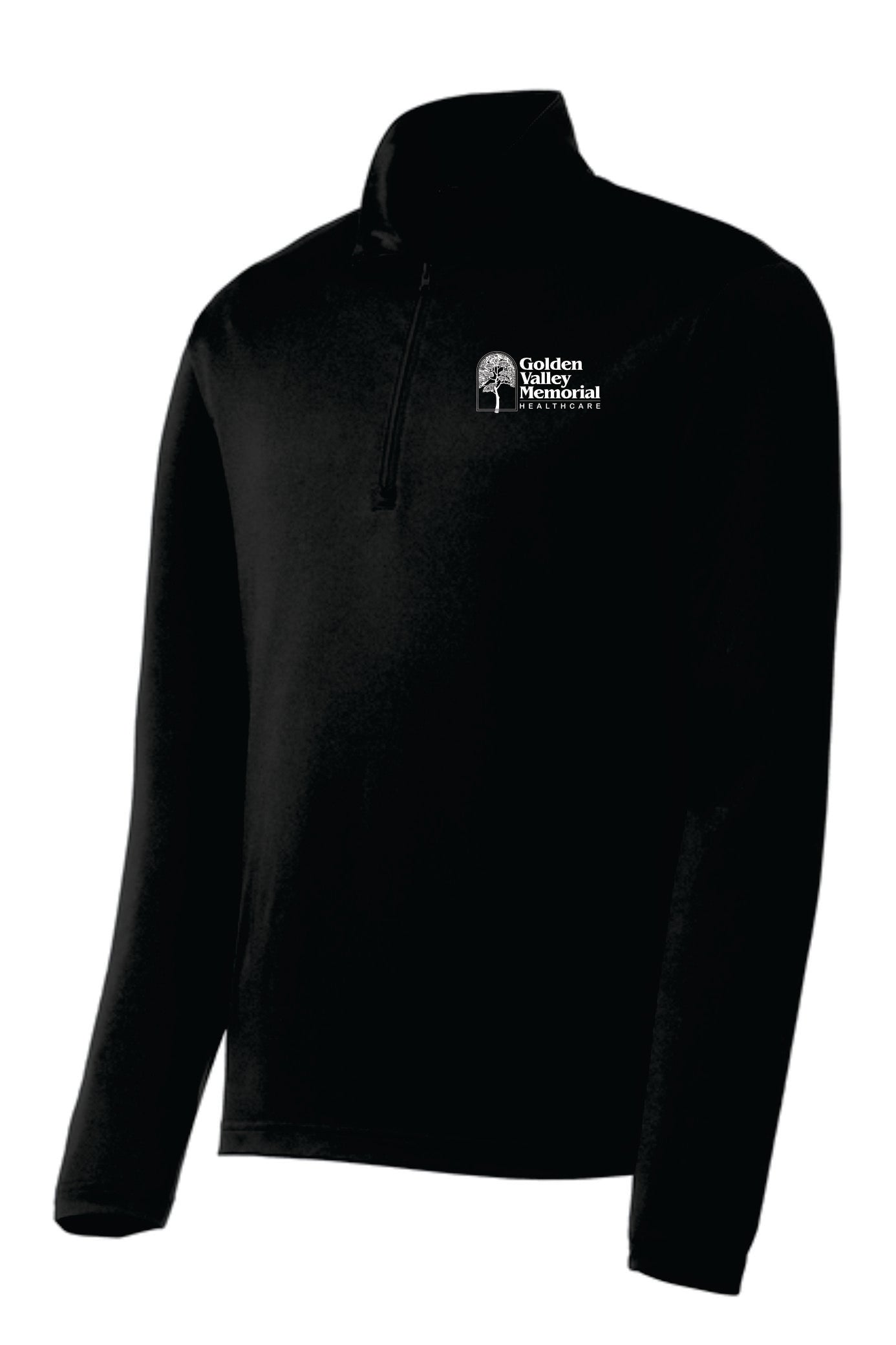 GVMH Long-Sleeve Men’s Lightweight Quarter Zip ST357 with Embroidered Logo