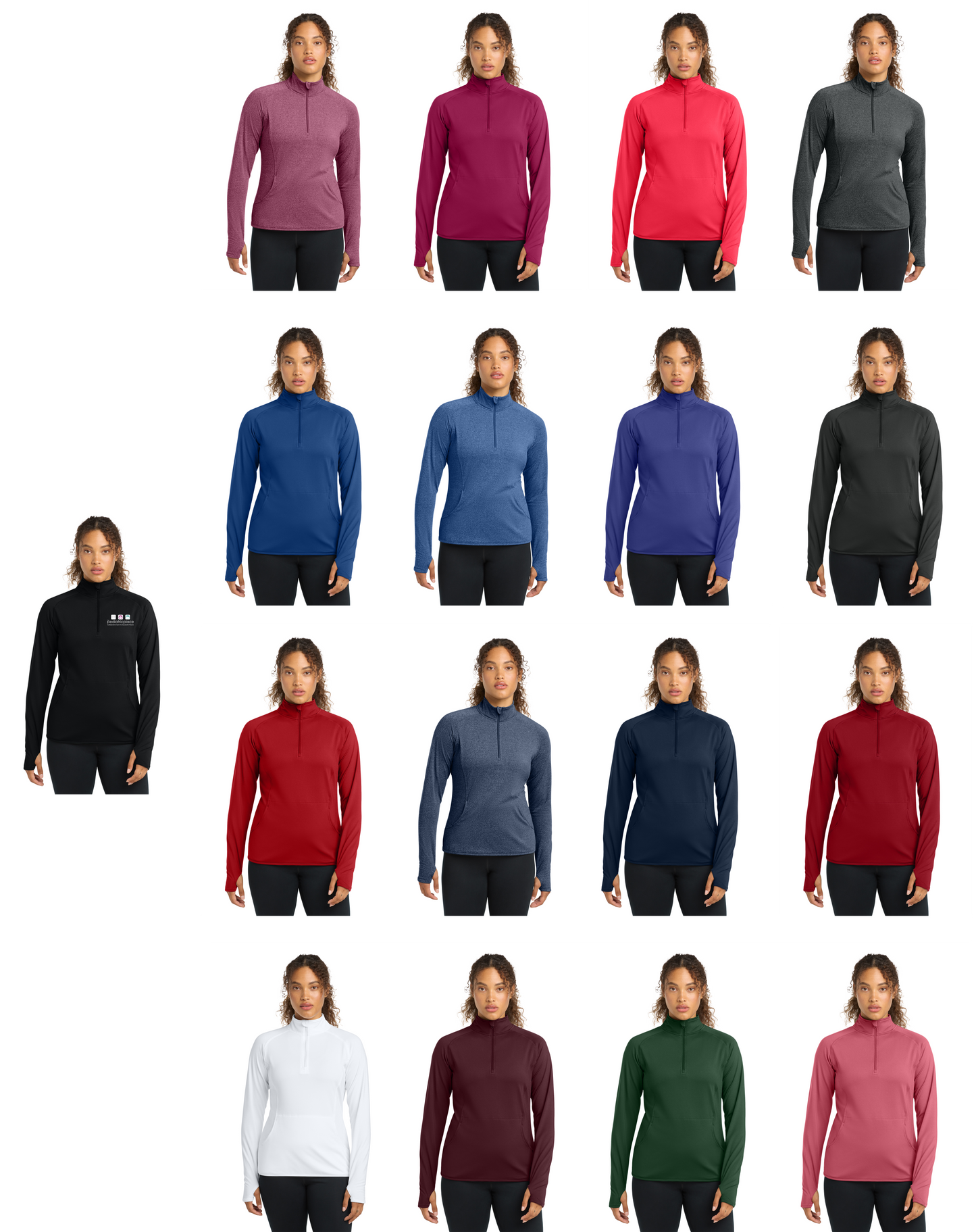 Pediatric Place ladies quarter zip with embroidered logo - LST850