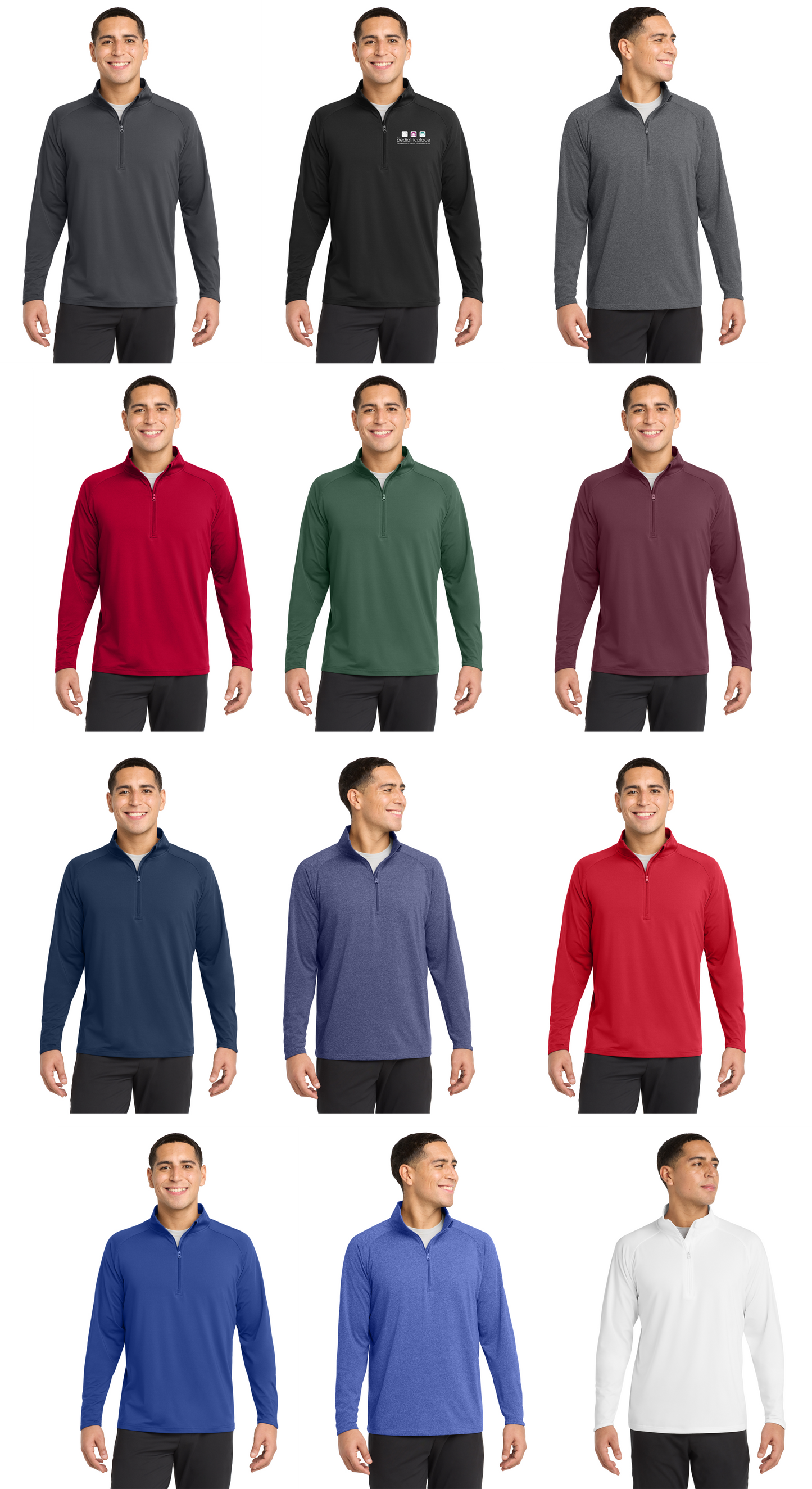 Pediatric Place mens quarter zip with embroidered logo - ST850