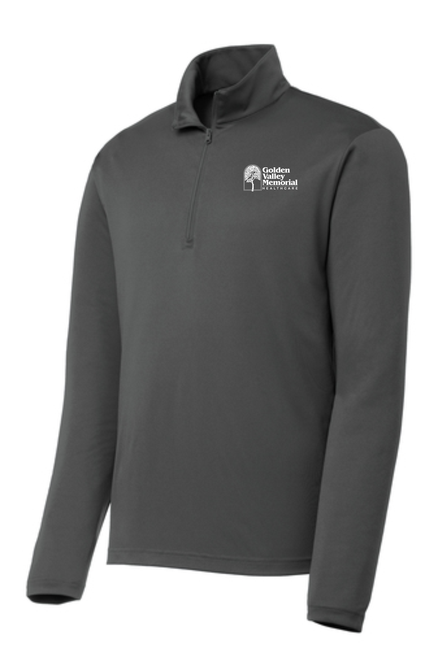 GVMH Long-Sleeve Men’s Lightweight Quarter Zip ST357 with Embroidered Logo