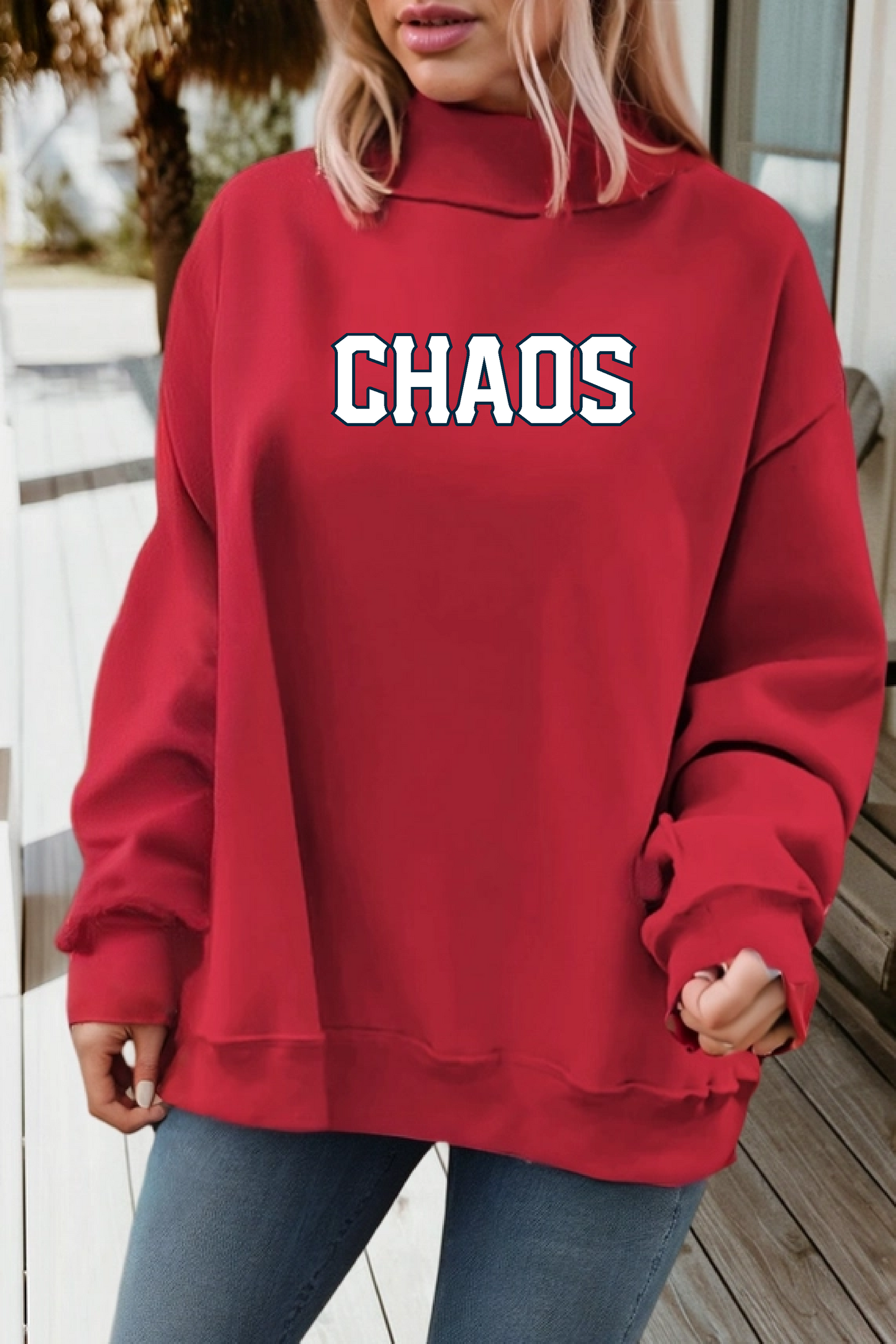 Chaos Baseball Mockneck Sweatshirt