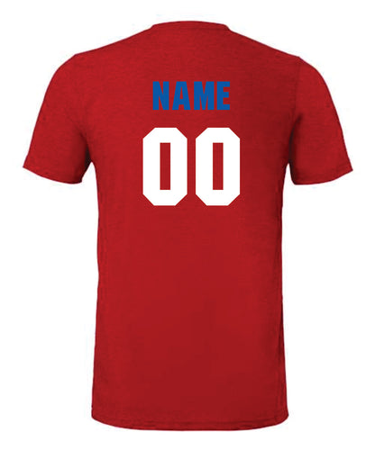 CHS Football Parents Senior Night- Bella Red Custom Name & # t-shirt (3413)