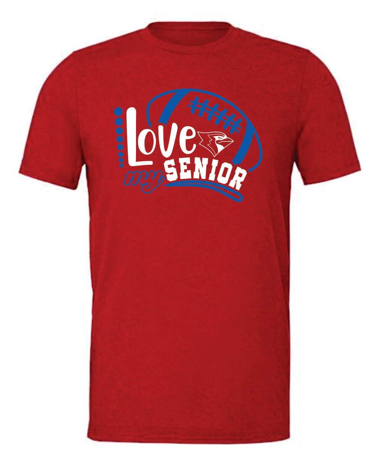 CHS Football Parents Senior Night- Bella Red Custom Name & # t-shirt (3413)