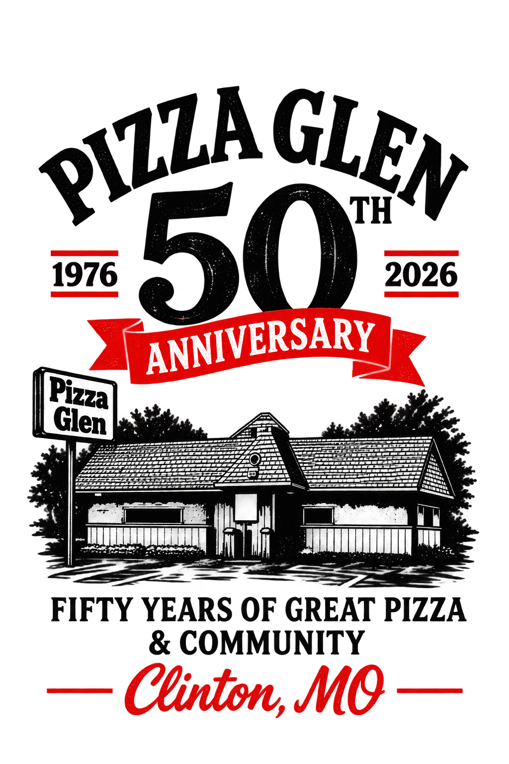 Pizza Glen 50th Anniversary tee PREORDER