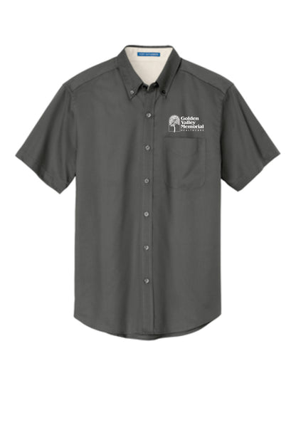 GVMH Long-Sleeve Men’s Short Sleeve Dress Shirt S508 with Embroidered Logo