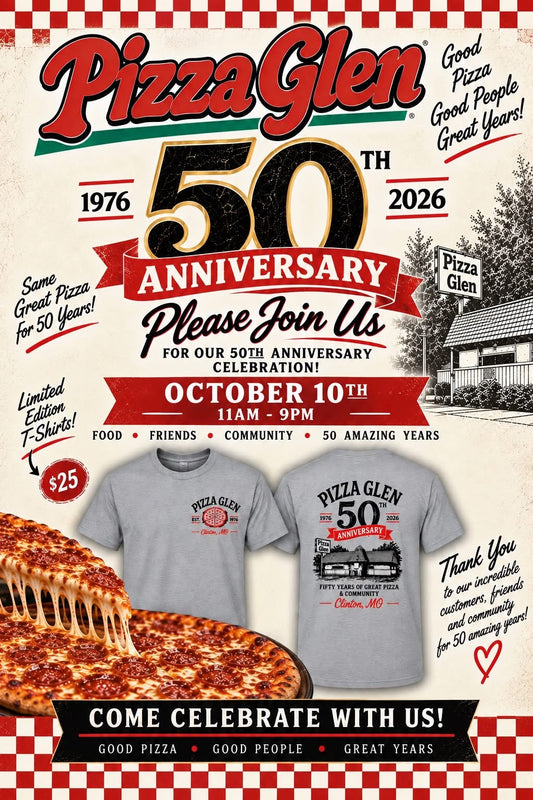 Pizza Glen 50th Anniversary tee PREORDER