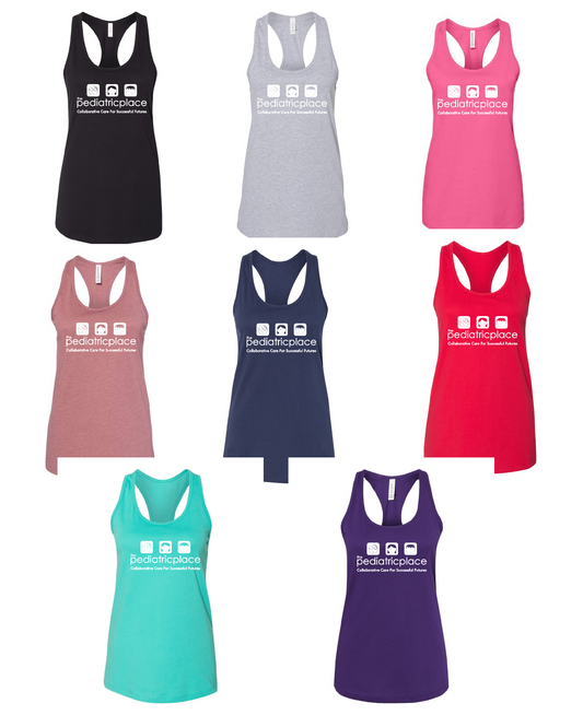 Pediatric Place - Bella Racerback Tank - white ink -  6008