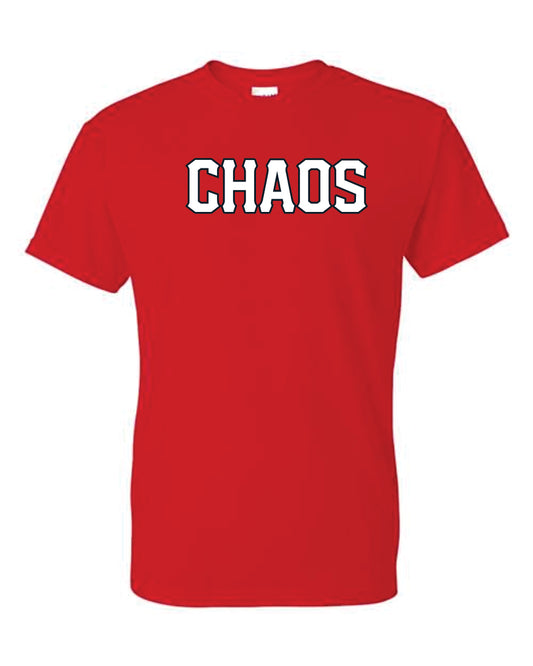 Chaos Red Gildan Sponsor List on back