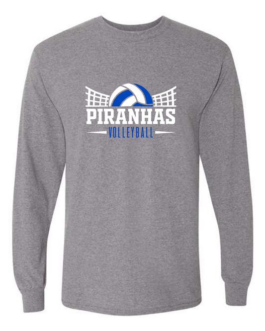 Piranhas VB 25- Gildan Long Sleeve Tee Graphite Heather