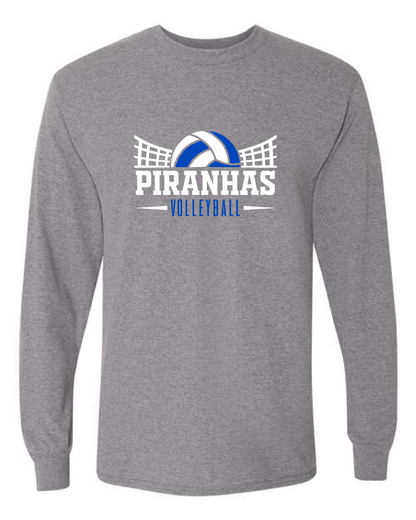 Piranhas VB 25- Gildan Long Sleeve Tee Graphite Heather