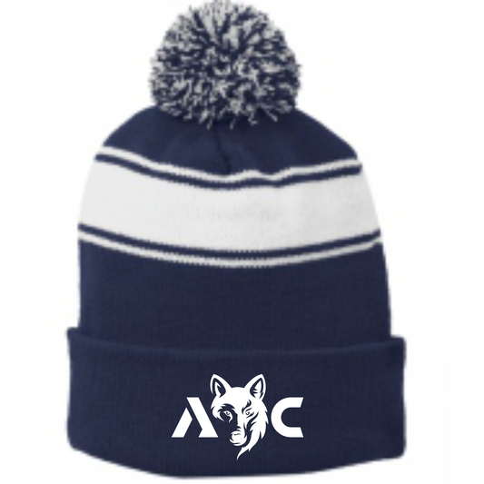 WOLF ARC Sport-Tek® Stripe Pom Pom Beanie- STC28