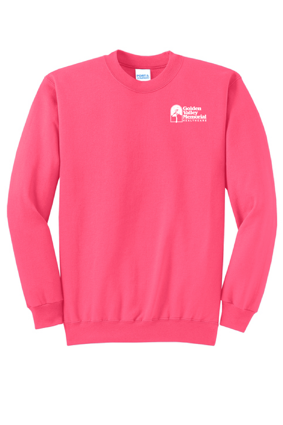 GVMH - PC78  Port & Co® Core Fleece Crewneck Sweatshirt with embroidered logo - neon pink