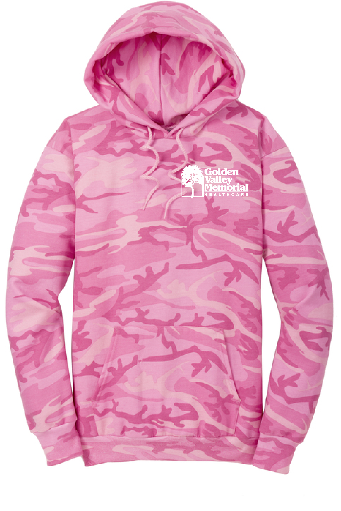 GVMH - C78HC Port & Co® Core Fleece Camo Pullover Hooded Sweatshirt with embroidered logo - pink camo