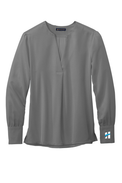 Hawthorn - Ladies Brooks Brothers Open-Neck Satin Blouse (BB18009)