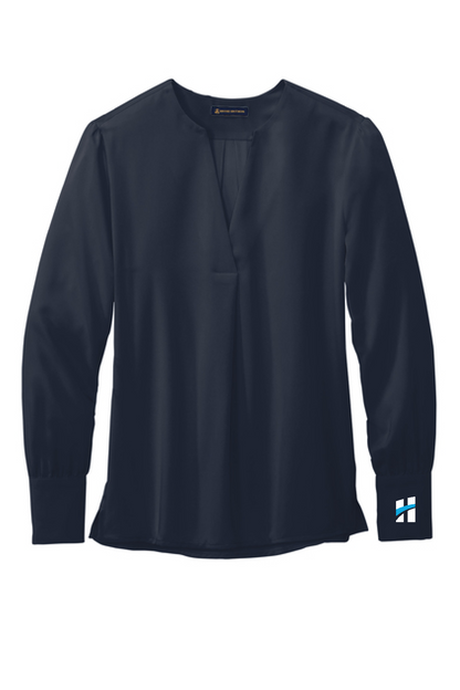 Hawthorn - Ladies Brooks Brothers Open-Neck Satin Blouse (BB18009)