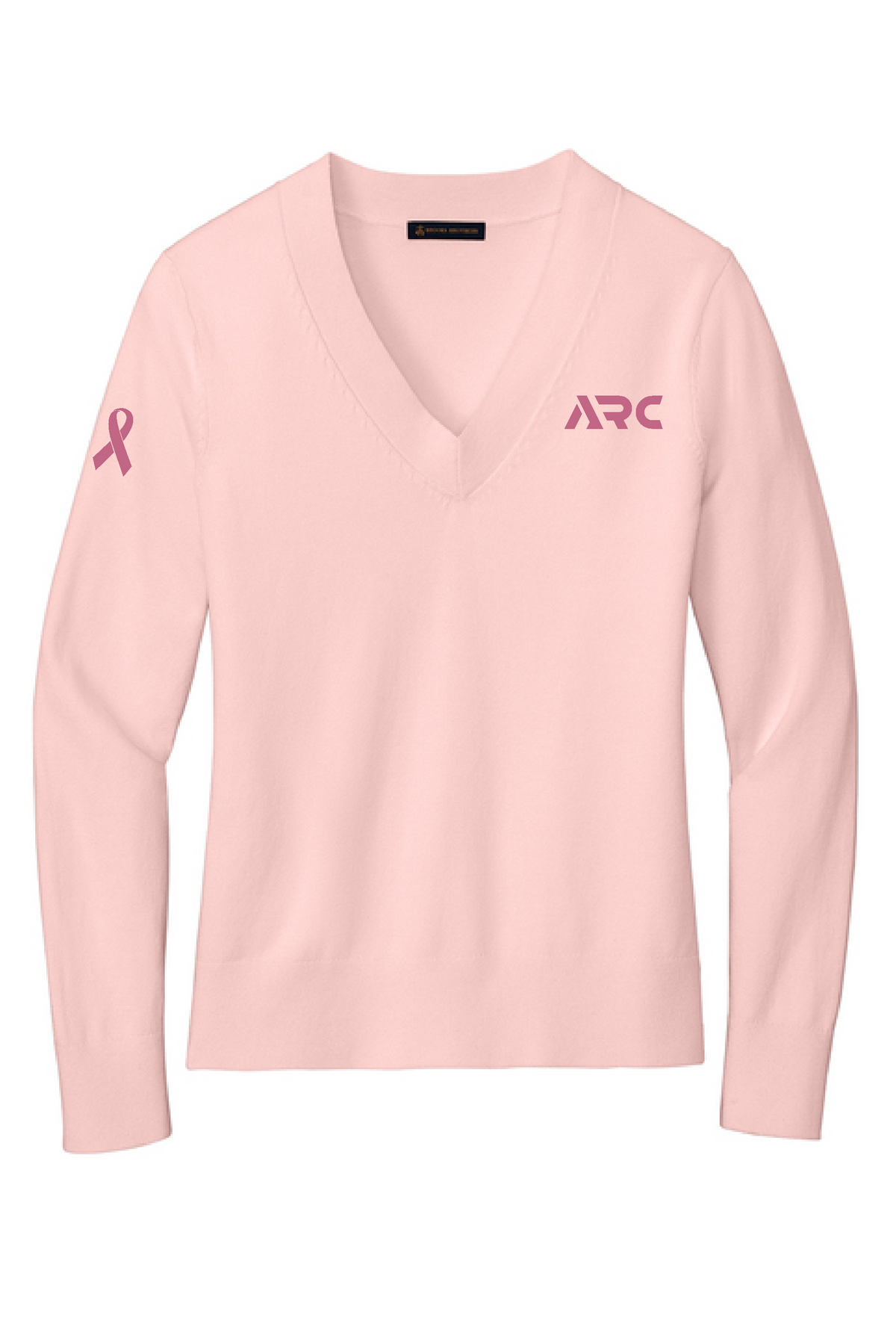 ARC - BB18401 Brooks Brothers® Women’s Cotton Stretch V-Neck Sweater Pearl Pink - Breast Cancer Awareness