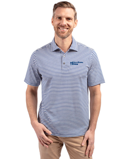 Hawthorn Bank - Mens Cutter & Buck Virtue Recycled Stripe Featherlight Pique Polo - MCK01168