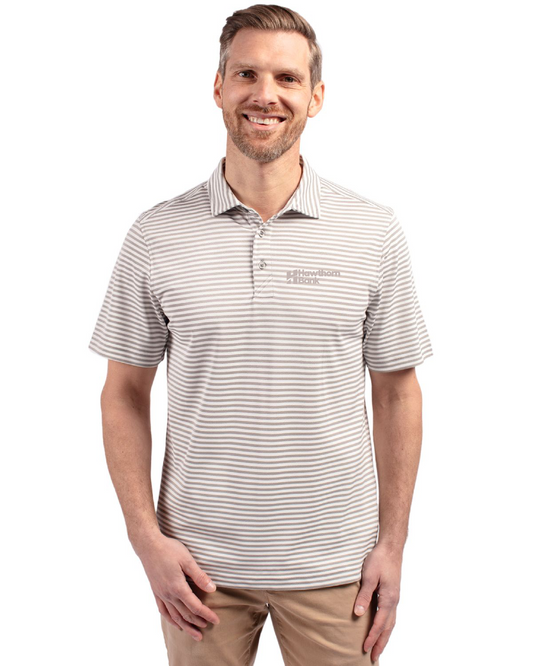 Hawthorn Bank - Mens Cutter & Buck Virtue Recycled Stripe Featherlight Pique Polo - MCK01168