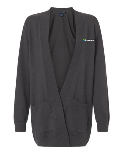 ProAmpac-Devon & Jones Open Cardigan Sweater- Full Color Left Chest Embroidery (DG447W)