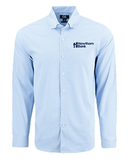 Hawthorn - Mens Cutter & Buck Skyline Epic Confidence Recycled Gingham Long Sleeve Dress Shirt - MCW00236