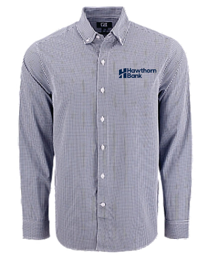 Hawthorn - Mens Cutter & Buck Skyline Epic Confidence Recycled Gingham Long Sleeve Dress Shirt - MCW00236