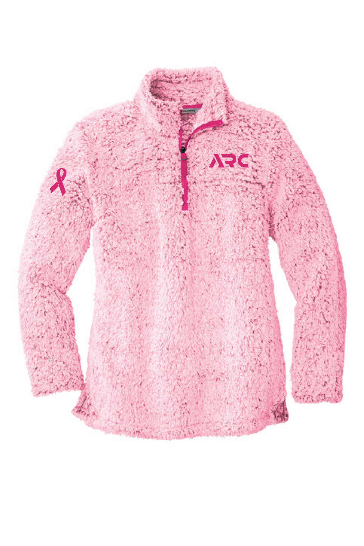 ARC - L130 Port Authority® Women's Cozy 1/4-Zip Fleece Pop Raspberry heather - Breast Cancer Awareness