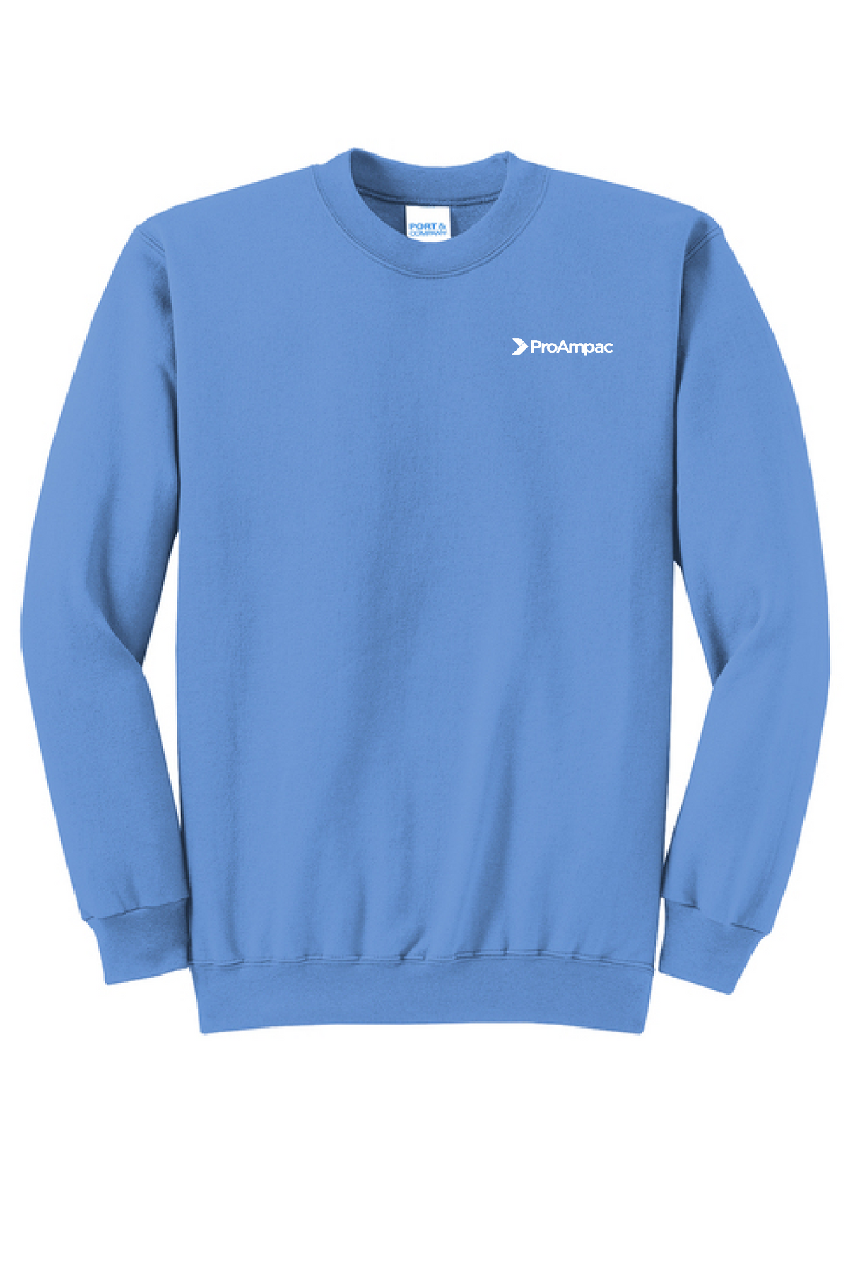 ProAmpac- Port & Company Crewneck Sweatshirt-White Left  Chest (PC78)