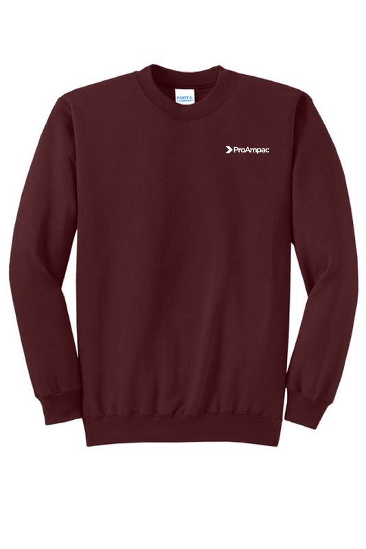 ProAmpac- Port & Company Crewneck Sweatshirt-White Left  Chest (PC78)