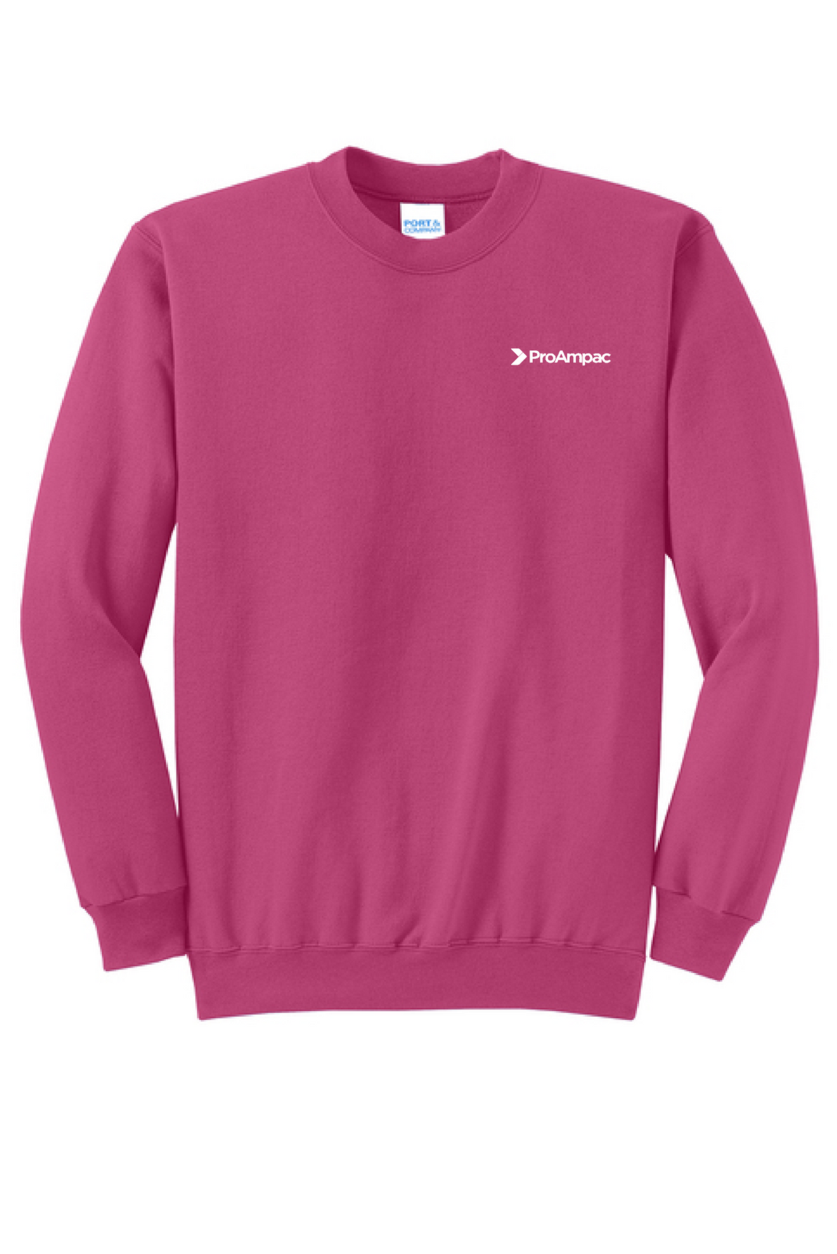 ProAmpac- Port & Company Crewneck Sweatshirt-White Left  Chest (PC78)