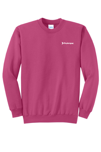 ProAmpac- Port & Company Crewneck Sweatshirt-White Left  Chest (PC78)