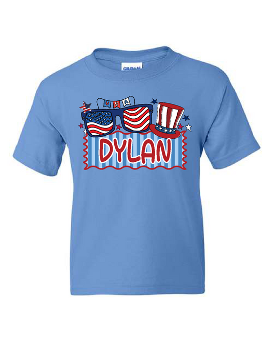 Patriotic Gildan Boys Short Sleeve T-shirt- 8000 Carolina Blue