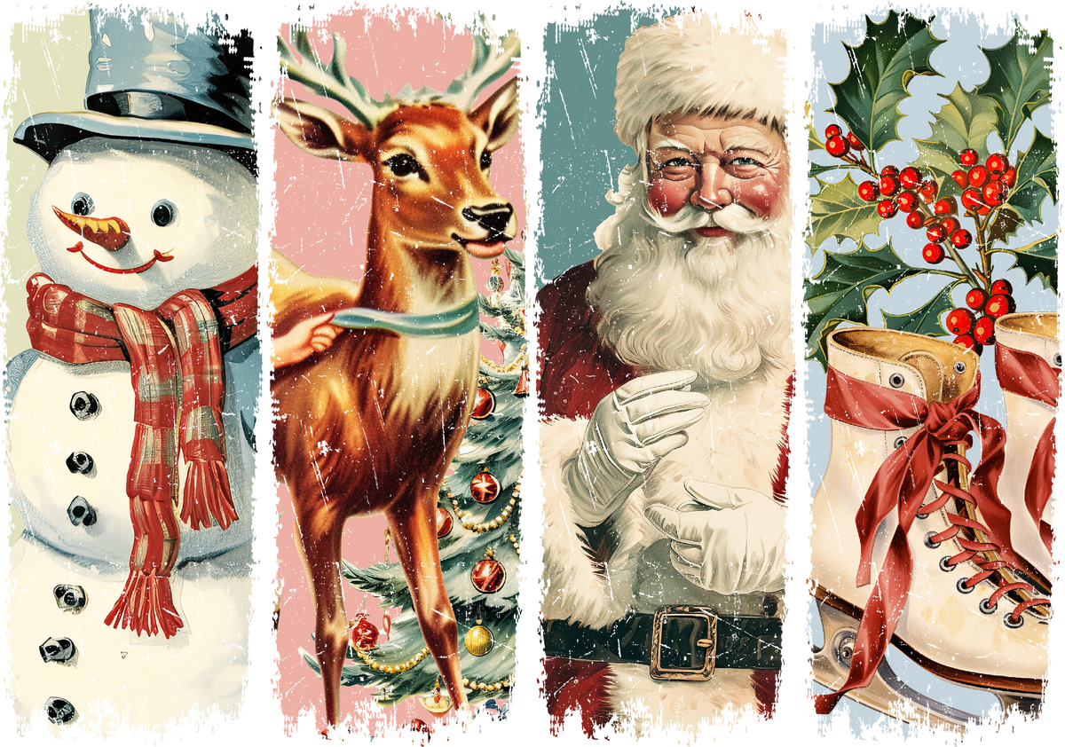 Snowman, Reindeer, Santa, Mistletoe