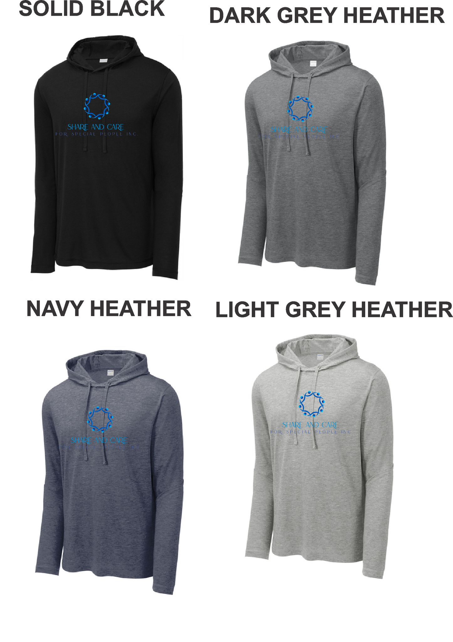 Share & Care- ST406 Sport Tek Tri-Blend Wicking Long Sleeve Hoodie