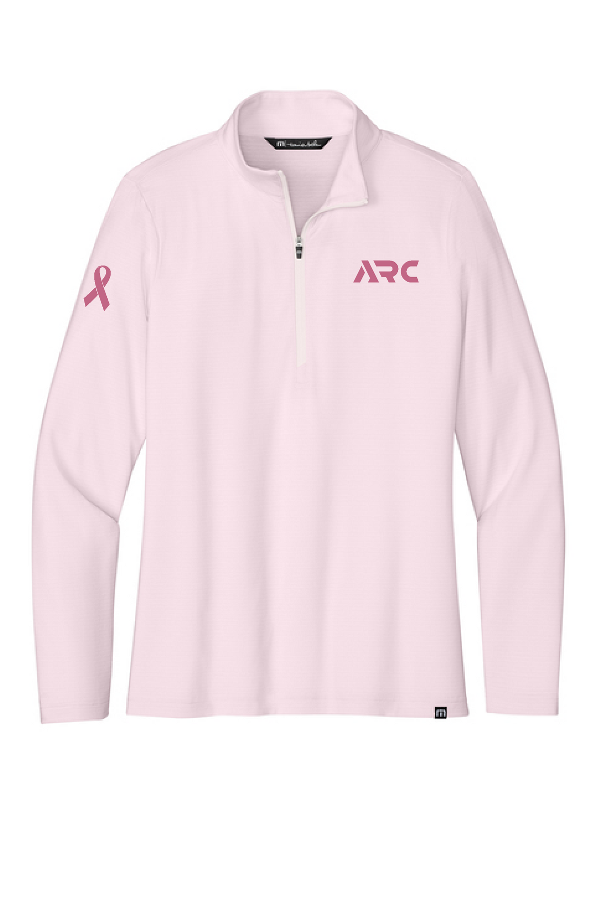 ARC - M1WW003 TravisMathew Women's Crestview 1/4-Zip Stone Pink - Breast Cancer Awareness