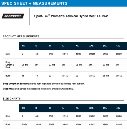 CHS Golf- Ladies Sport Tek Teknical Hybrid Vest-- Girls