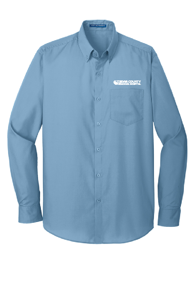CCMH- Men's Port Authority® Long Sleeve Carefree Poplin Shirt embroidered logo (W100)