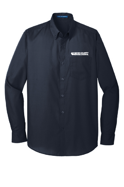 CCMH- Men's Port Authority® Long Sleeve Carefree Poplin Shirt embroidered logo (W100)