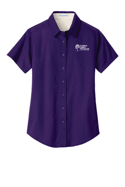 GVMH Short-Sleeve Women’s Dress Shirt L508 with Embroidered Logo