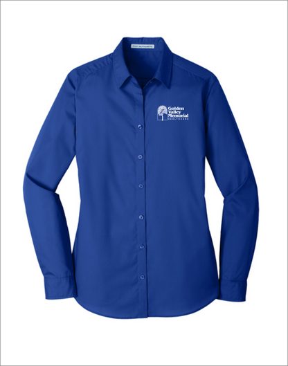 GVMH Long-Sleeve Women’s Dress Shirt LW100 with Embroidered Logo