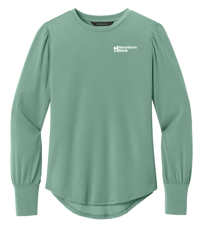 Hawthorn - Ladies Mercer+Mettle Stretch Jersey Long Sleeve Blouson Top - MM1019