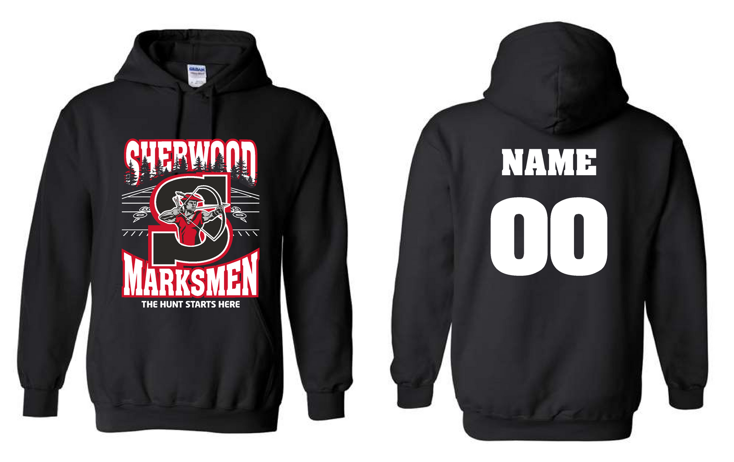 SYF- Gildan Hoodie- Front & Name & Number Custom