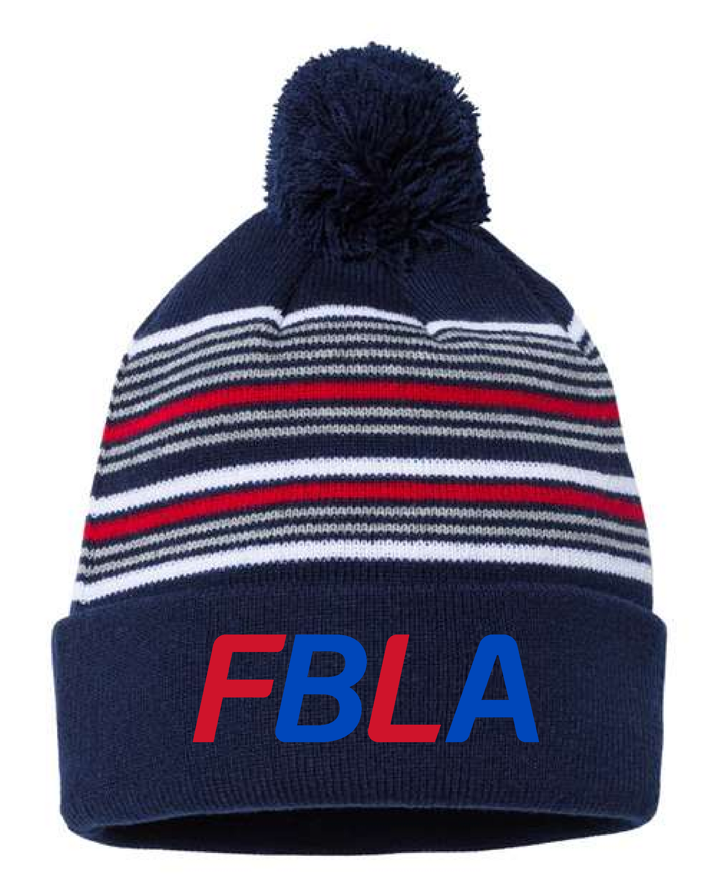 CHS FBLA- Sportsman 12" Striped Pom Beanie (embroidery)