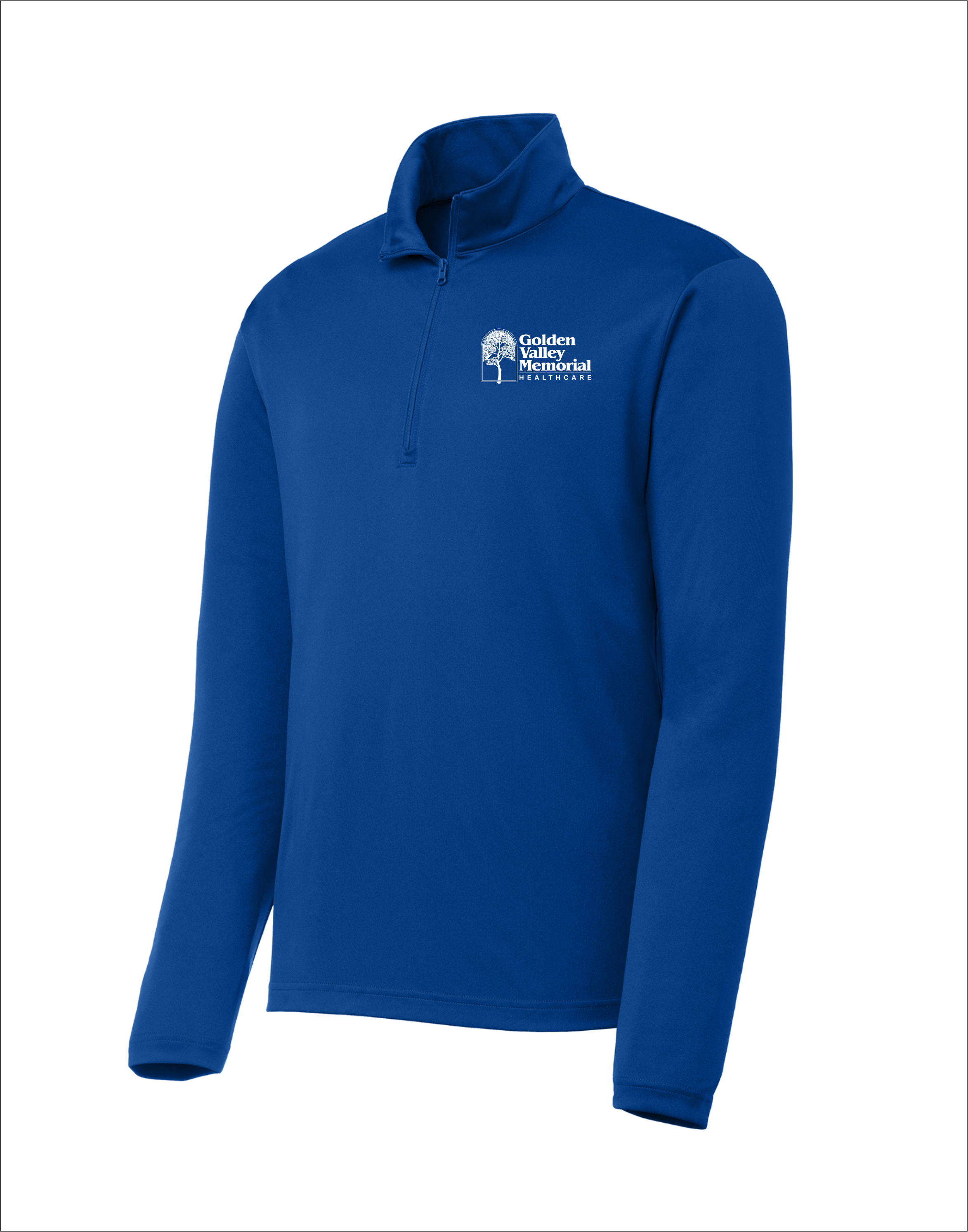 GVMH Long-Sleeve Men’s Lightweight Quarter Zip ST357 with Embroidered Logo