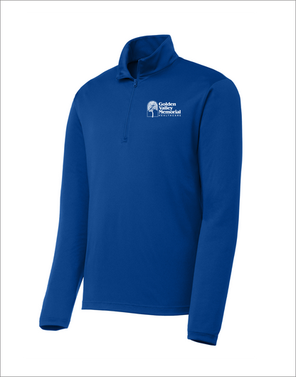 GVMH Long-Sleeve Men’s Lightweight Quarter Zip ST357 with Embroidered Logo